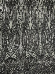 Athena BLACK Sequins on Mesh Lace Fabric by the Yard