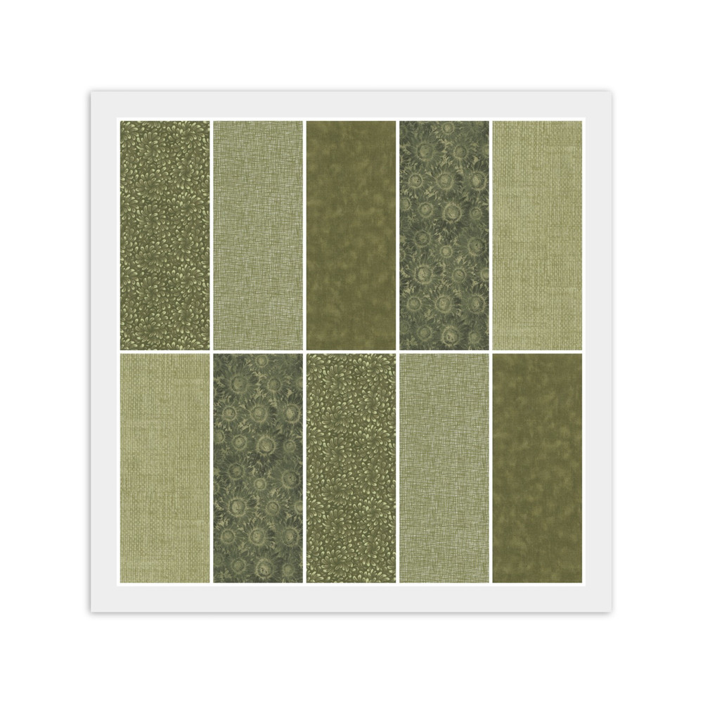 Green Sage JELLY ROLL: 2 1/2″ x 44″ Strips, 100% Cotton Fabric 5 Prints, 4 Each