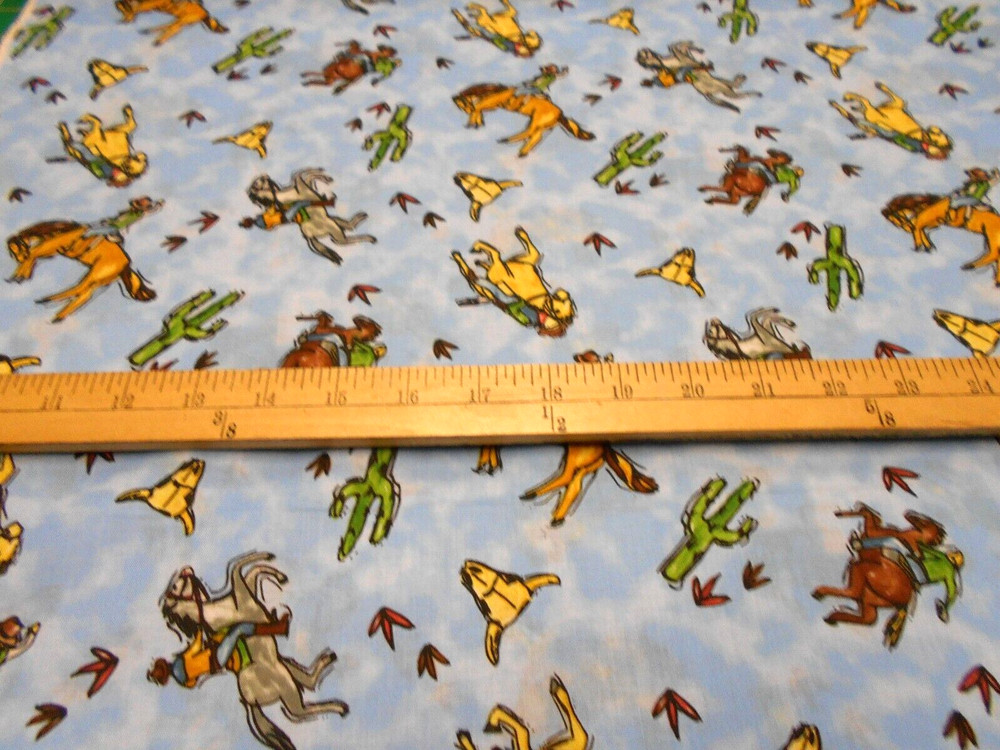 1 yard Cowboys on Blue Fabric