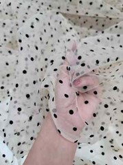 Nude Beige Tulle Velvet Polka dots Fabric For Dress Fabric By The Yard Stretch