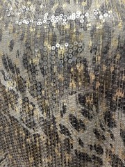 Exquisite Gold Silver Sequin Abstract Leopard Snake Fabric 1 Yard Long 56 ” Wide