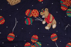 72″L x 44″W Cranston Schwartz Fabric Bears with Decorated Balloons on Dark Blue