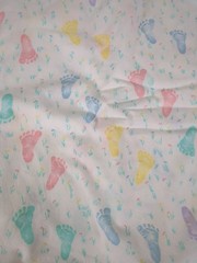 Lot of Nursery theme Fabric, white with footprints and balloons, 1lb 10oz