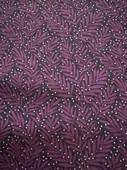 Floral Cotton Fabric. 1 Yards +31 inches Purple Black Silver