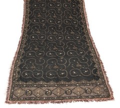 Sushila Vintage Black HEAVY Scrap Dupatta Pure Silk Handmade Zari Work LongStole