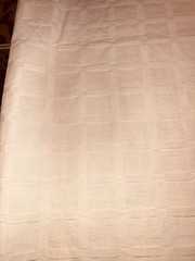 EUC 2pcs (4.8yd total X 54″) heavy cotton pink/peachy w/ “raised square” weave