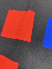 Finlandia Free Spirit Fabric Mod Mid Century Style Red Blue Tan Squares 1 yd