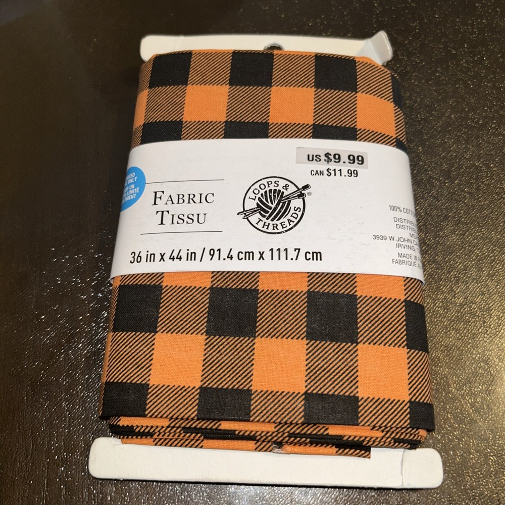 Loops & Threads Halloween Fabric 1 Yard 36″ x 44″ Orange and Black Checkered