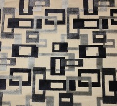CLARENCE HOUSE TERENCE GREY BLACK GEOMETRIC VELVET FURNITURE FABRIC BY THE YARD