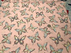 Fabric Butterflies Pastels on Pink Cotton 1/4 Yard