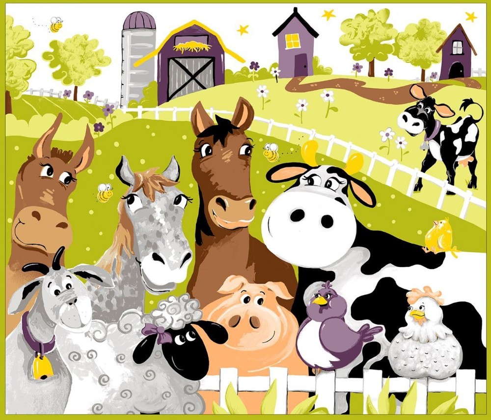 Multi Barnyard Buddies Play Mat Panel 36in 44/45in