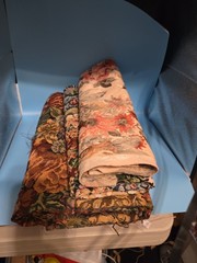 Upholstery Fabric Lot Large Scrap Pieces Floral Design Beautiful Woven