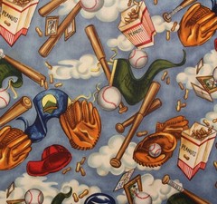Feline Drive Fabric SPORTS CLUB Baseball Dusty Blue – Fat Quarter (18″x 22″) FQ