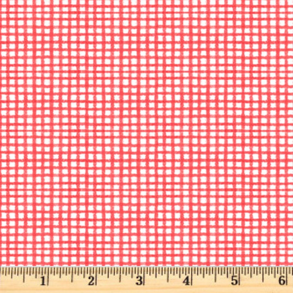 Frost & Fable Sketch Check Red 05801 RW Cotton Fabric by the half yd