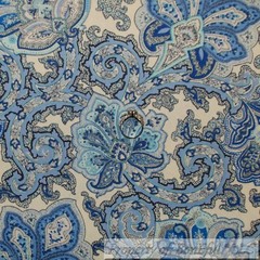 BonEful Fabric FQ Cotton Woven Decor White Blue Tone Flower French Country Toile