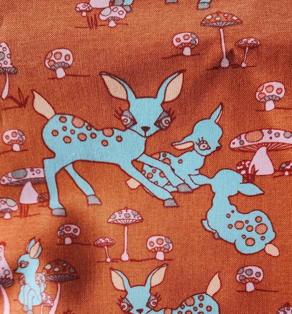 3YD 2009 Jay McCarroll BROWN Woodland Wonderland Deer & Mushrooms Fabric