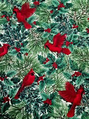 Cranston Print Works Co. Fabric VIP Christmas Cardinals Remnant 22″ X 34″ Wide