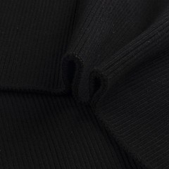 TinaKim Thick Ribbing for Cuffs and Waistband Knit Fabric, 36×6″, Black