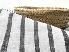 100% Linen Woven Fabric 51~52″ Wide 1 Yard Pre Cut Simple Stripe Black 6386