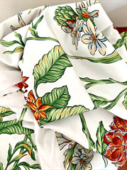 Thibaut Copa Cabana Floral & Birds Cotton Sateen White Fabric Rare Retired BTY