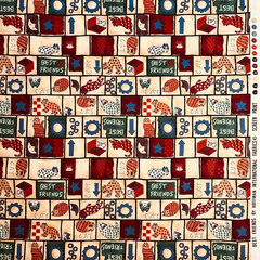 Hoffman International Best Friends Cats Patch Fabric Tan BY THE YARD 100% Cotton