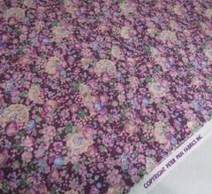 1.4 yd x 44″ Vintage Peter Pan Purple Lilac Floral Dishes Cotton Quilting Fabric