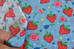 15″ Long, Vintage, Red Strawberries on Blue Quilt Cotton, V761