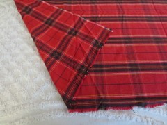 4804. RED PLAID Apparel Home Decor Crafts COTTON FLANNEL FABRIC-62″ x 1-3/4 yds.
