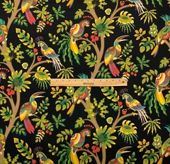 MILL CREEK TAILFEATHER FRESCO BLACK FOREST BIRD VINE OUTDOOR FABRIC BY YARD 54″W