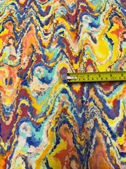 FUSION BY JEFFREY MARC Blue Orange 1 yard 100% Cotton Fabric Free Ship SBB
