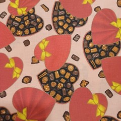 FQ (18″ x 22) Valentines Cotton Fabric Chocolate Candy Box Cranston 2008