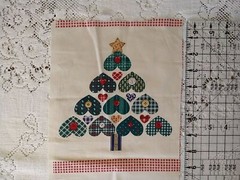 Country Christmas Primitive Hearts 9″ Square Cotton Fabric Panel Holiday