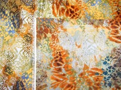 Silky Polyester Fabric Lingerie Blouse Scarf Gold Dark Teal 1 1/2 yds x 48″