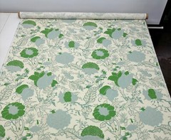 ACQUITAINE WOLF HALL MEADOW GREEN FLORAL LINEN EXCLUSIVE FABRIC 2.2 YARD 53″W