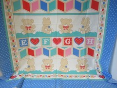 SPRINGS INDUSTIES Baby Blanket Fabric Panel Teddy Bear Alphabet 44”x35” VTG NEW