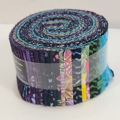 Laurel Burch For Clothworks, Batik Menagerie Midnight Jelly Roll 40 Piece 2 1/2″