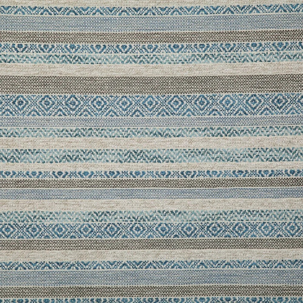 Pindler Geometric Horizontal Stripe Uphol Fabric- Lauren Ocean 5.40 yds 7288