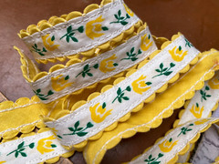 vintage 1950s trim 3/4″ scallop cotton trim 69.5″pc Swiss