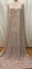 100% Silk Chiffon Blush Pink Gold Lurex Rose Petals Fabric 2 Yards 7″ Long 44″ W