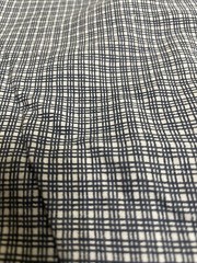 Cotton Fabric White Dark Blue Stripes Check Plaid 3 5/8 yards x 42″ Quilters