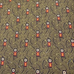 Flower Paisley Cotton Fabric 9×29″ Green Red Yellow Quilting Sewing Crafts