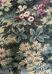 Vintage Woven Tapestry Fabric Scenic Garden Pavilion Gobelin Upholstery 7.22 Yds