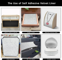 Self Adhesive Felt Velvet Fabric Liner Velvet Drawer Liner for Jewelry Drawer Cr