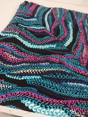 Vintage – 2 1/2 yards 45″ wide Bright Pink Blue Black Unique design Poly/Cotton