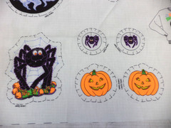 VINTAGE 90s WAMSUTTA HALLMARK SEW SCARY HALLOWEEN FABRIC PANEL~GLOWS IN DARK!!