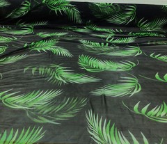 PowerNet Stretch Mesh Nylon Spandex Sheer Printed Tropical Green Leaves Z511