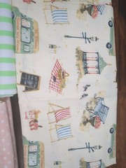 Lot of Fabric, pink and green, 1lb 4oz, bike, picnic, stripes, dots