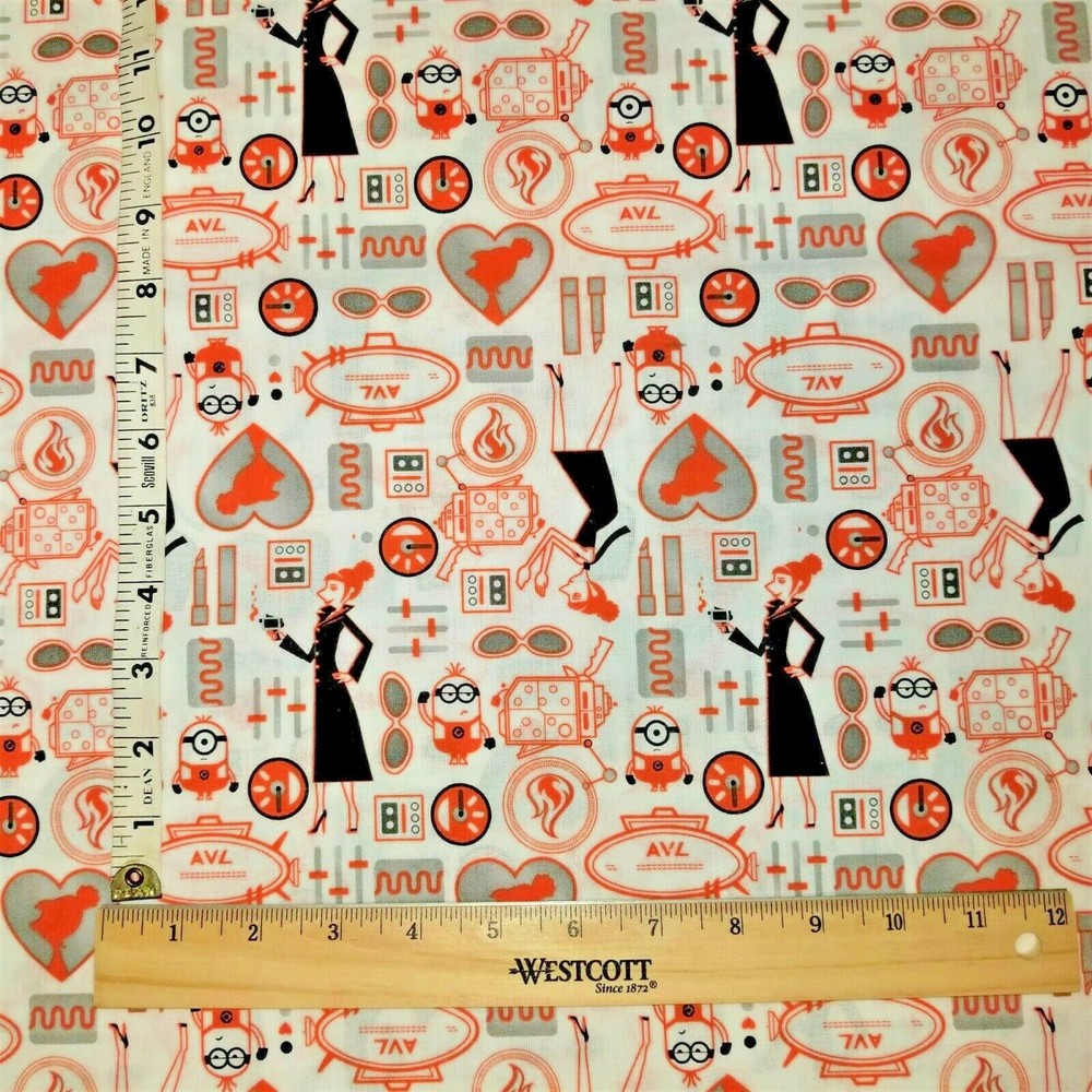 Disney Despicable Me 3 Minions Lucy cotton fabric~1 yd. & 15 in. piece of fabric
