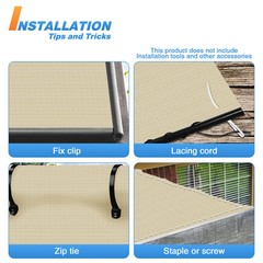 12′ Fabric Roll Fence Screen Shade Cloth Garden Awning Shelter Cover Beige