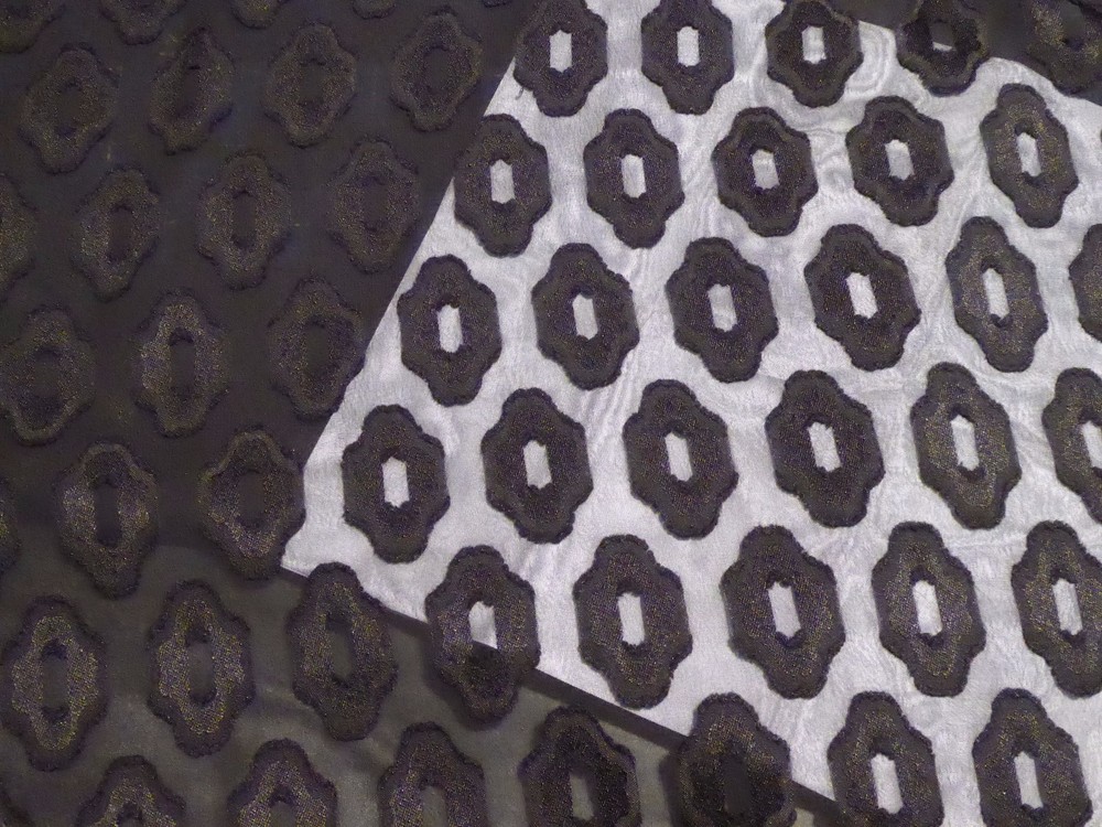 Black Chiffon Burnout with Geometric Repeating Design – from Japan